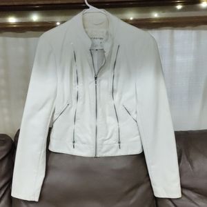 Maurice's white faux leather jacket size medium